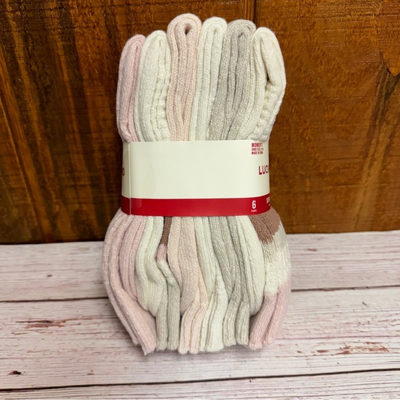 Lucky Brand Ladies Super Soft Boot Sock 6-Pair Pink Recycled Polyester - Picture 3 of 4